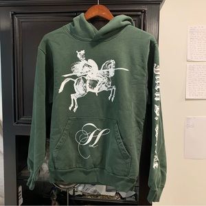 Sold out HRMTG x Jack B Wiese Quixote knight hoodie made in USA dark green small